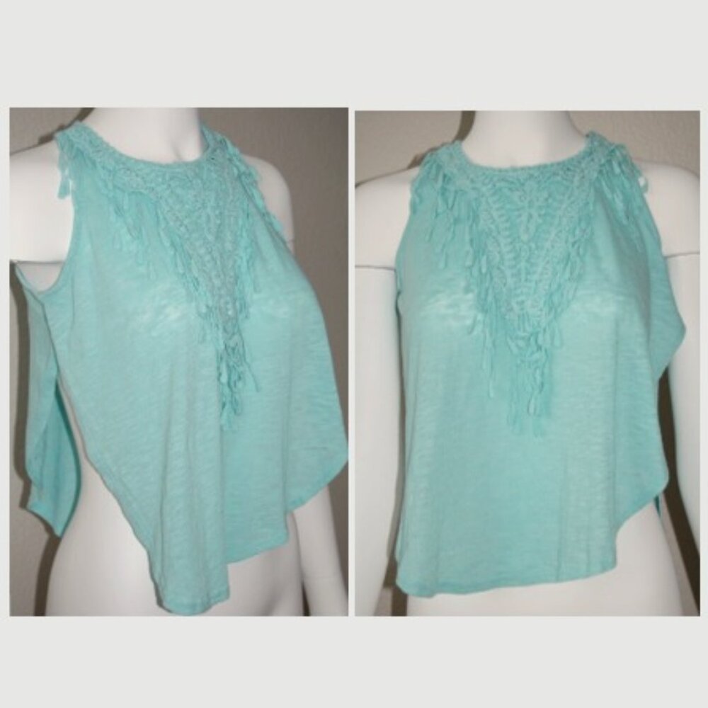 Poof Girl Juniors M (Bust: 39"), Cotton Aqua Summer Festival Tank Top